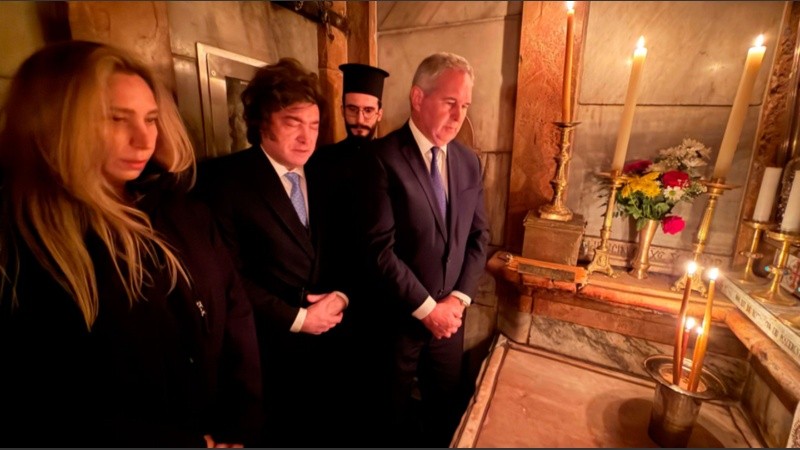 Javier Milei visitó el Santo Sepulcro.