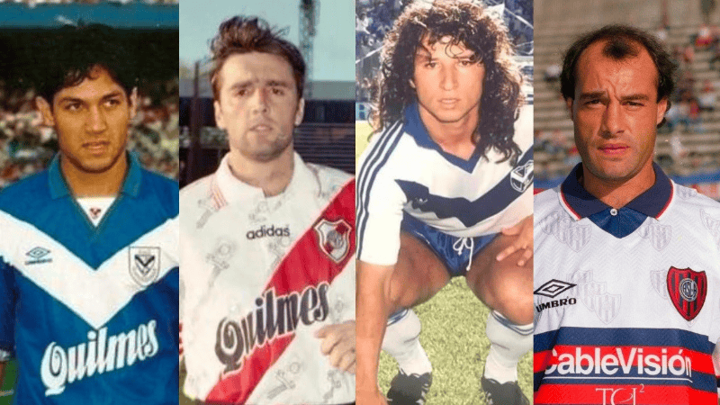 Flores, Berti, Zárate y Ortega Sánchez en su época de futbolistas.