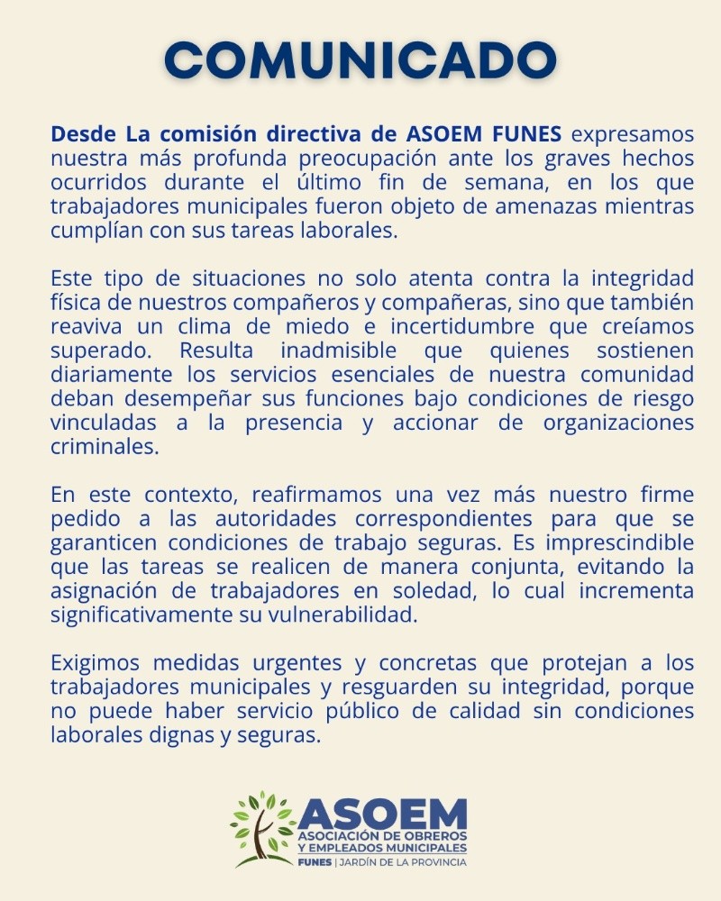 El comunicado de la Asociación por la amenzas a los trabajadores municipale.&nbsp;