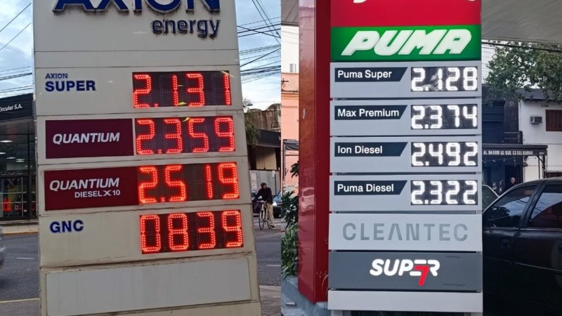 Las pizarras de Axion y Puma este miércoles en Rosario.