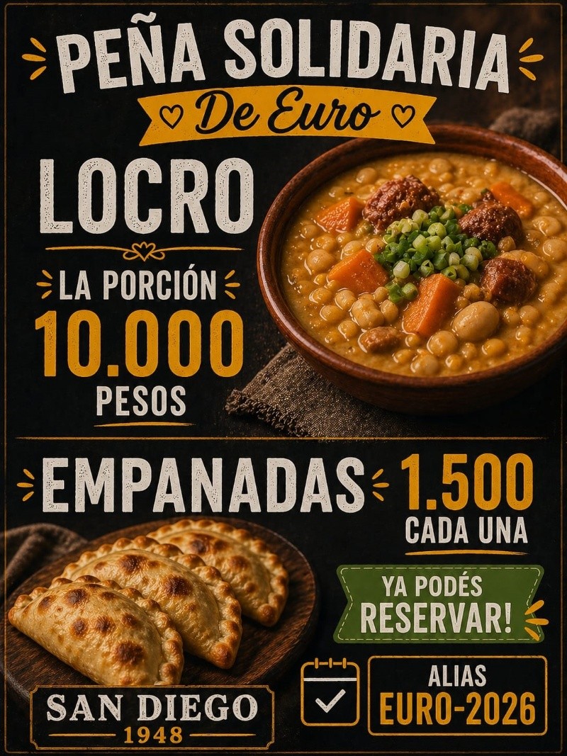 &nbsp;Locro, empanadas y música para juntar fondos.