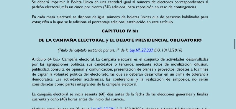 El texto que suprime la obligatoriedad de los debates presidenciale.&nbsp;
