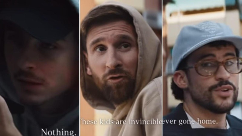 Timothée Chalamet, Lionel Messi y Bad Bunny.