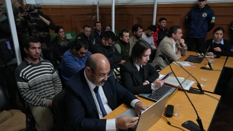 La audiencia de este viernes con los acusados por el contrabando de droga (Alan Monzón/Rosario3)&nbsp;
