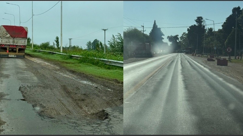 Villa La Ribera: el daño en la ruta provincial 91 de los camiones con la cosecha.