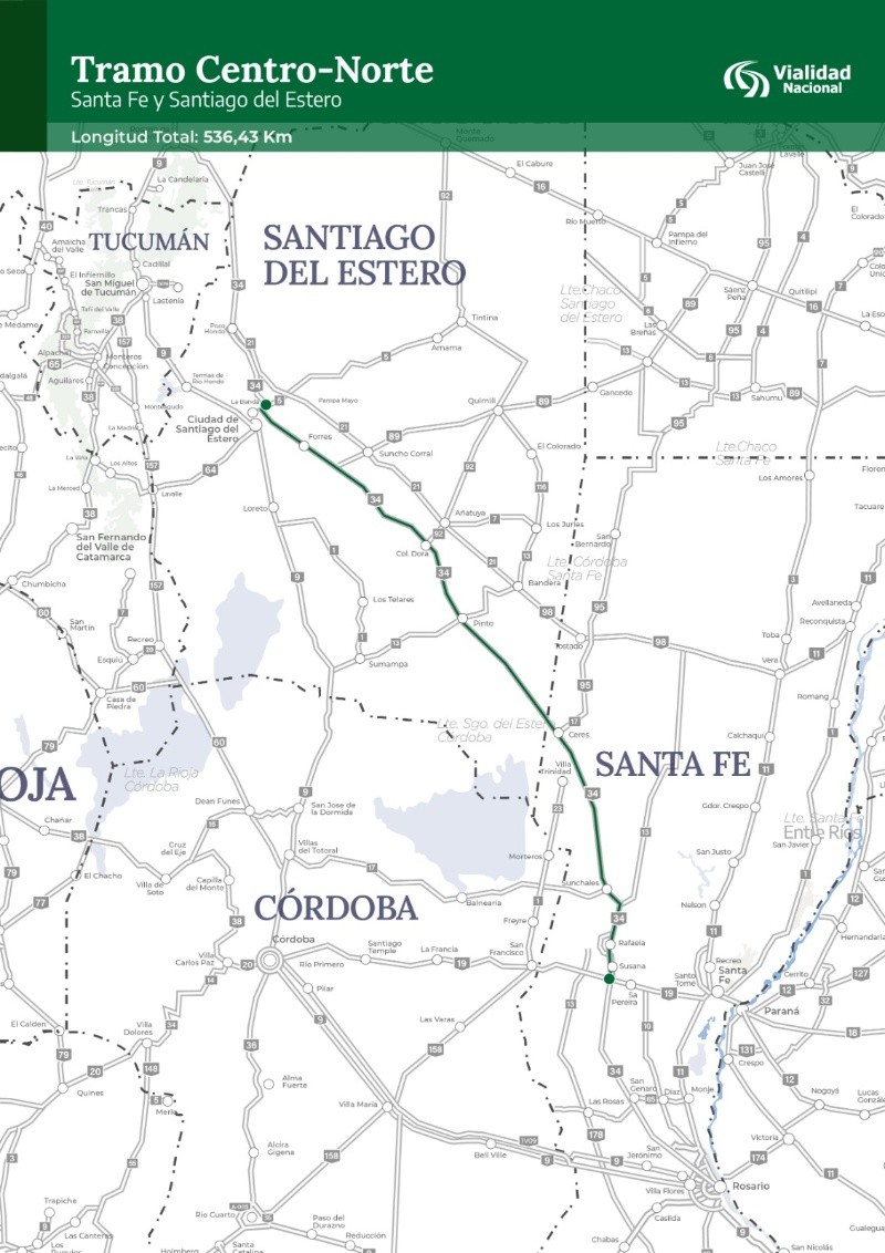 La Ruta Nacional Nº34 será concesionada en su totalidad.