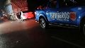 Fatalidad. El auto oficial, un Logan, impactó contra un camión en la ruta 98.