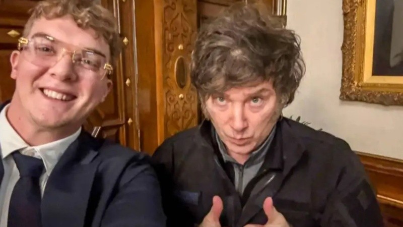 Javier Milei con Hayden Mark Davis, el impuslor de la criptomoneda $Libra que promocionó el Presidente.