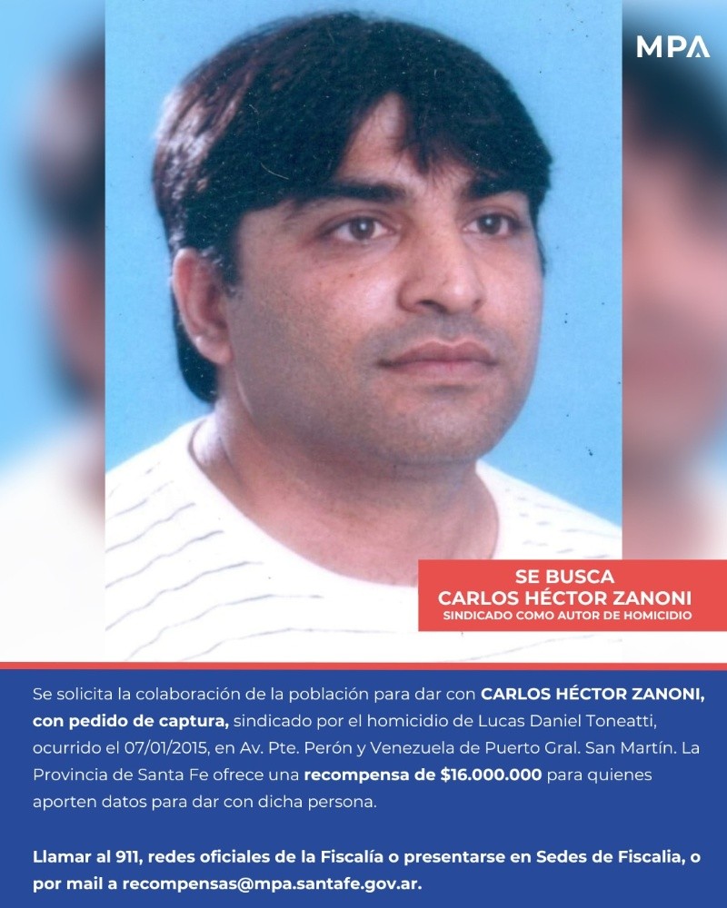 El comunicado del MPA con una foto de Zanoni de hace décadas.