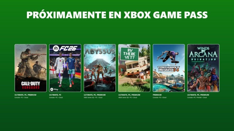 Los juegos que se suman a Xbox Game Pass.&nbsp;