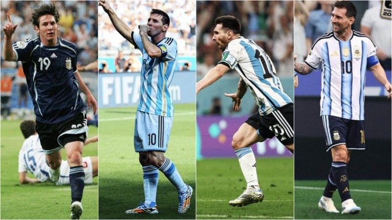 Dos décadas de festejos mundialistas de Messi.