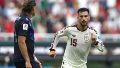 Baena festeja su gol al lado de Canobbio, que en el final se iría expulsado (EFE).