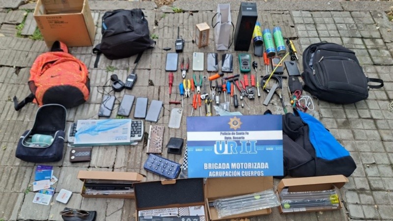 Los elementos incautados a los ladrones.