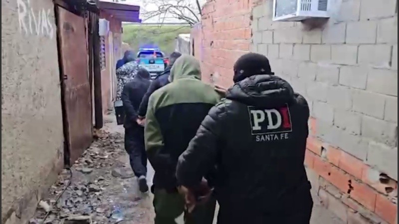 Los detenidos en el pasillo de Arequito al 800, barrio San Martín Sur.