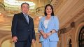 Keiko tras reunirse en Palacio de Gobierno con el presidente interino José María Balcázar para iniciar la transición.