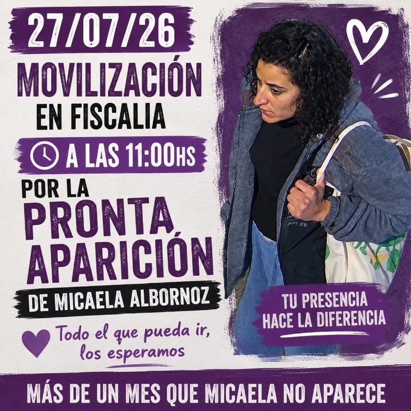 La convocatoria de los familiares de Micaela para este lunes en Fiscalía.