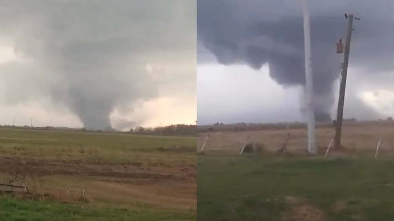 Imágenes del tornado en un campo de Bernardo de Irigoyen.