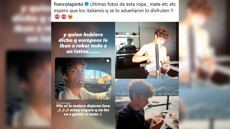 Las fotos publicadas por Colapinto.&nbsp;