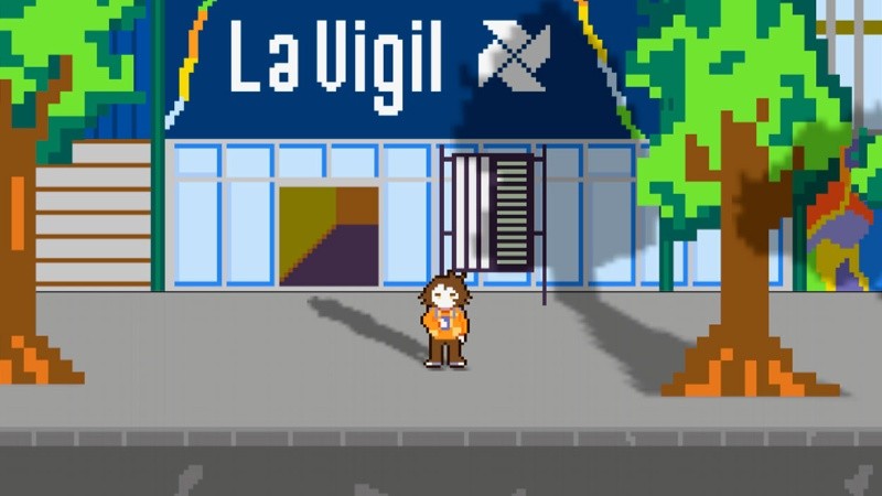 La propuesta interactiva combina el género de suspenso con mecánicas RPG. Las imágenes en estilo pixel art.