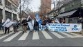 Los trabajadores del gremio frente a la sede ministerial.