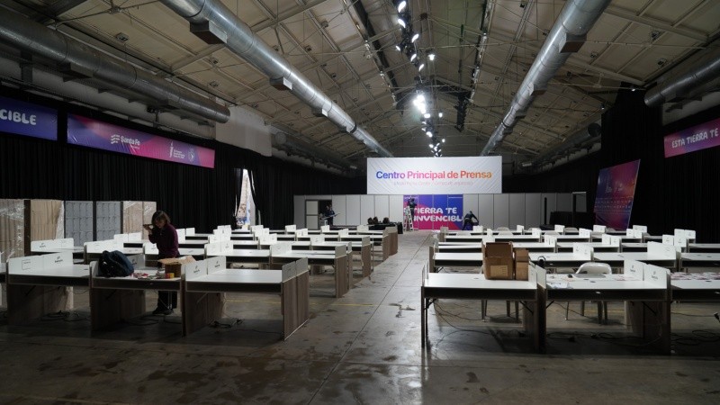 La sala de prensa en la ex Rural.
