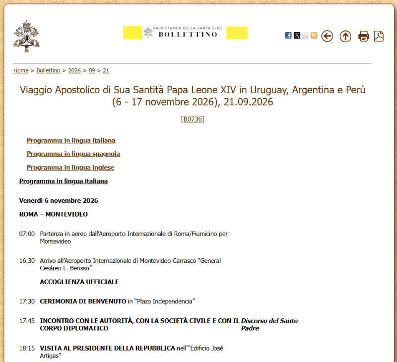 &nbsp;La agenda completa que publicó el Vaticano. 