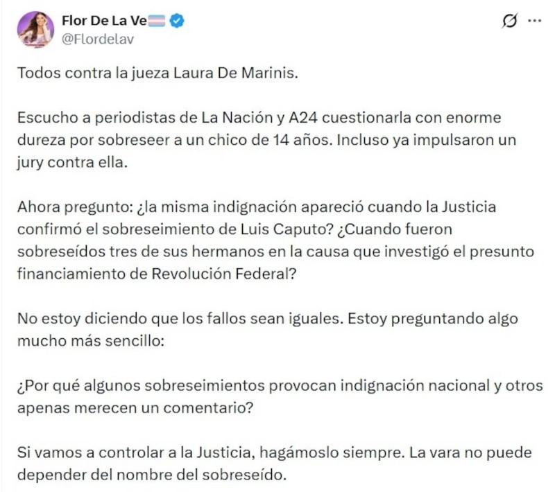 El mensaje que publicó la conductora y provocó el ataque del periodista. 