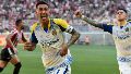 Di María celebró por duplicado en el primer tiempo: empató de tiro libre e hizo el segundo de penal.