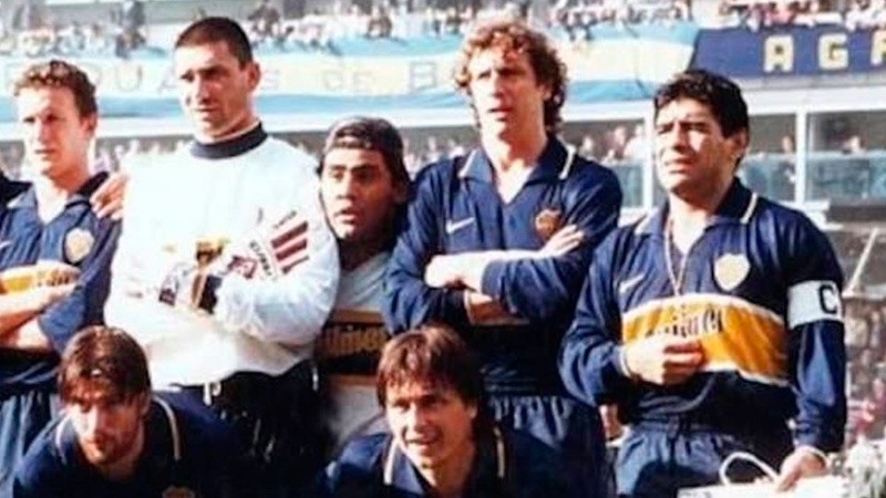Abbonandzieri, junto con Maradona en Boca Juniors.&nbsp;