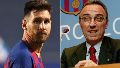 Lionel Messi, en su etapa en Barcelona, y Joan Gaspart, el expresidente de la entidad blaugrana.