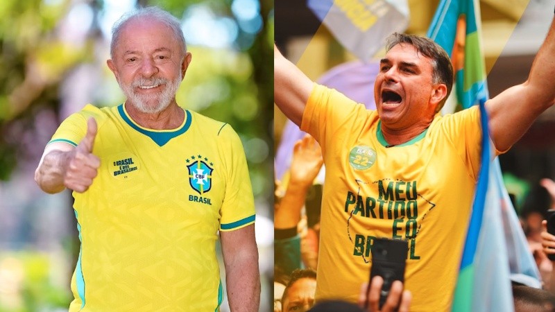 Los candidatos Lula Da Silva y Flávio Bolsonaro.