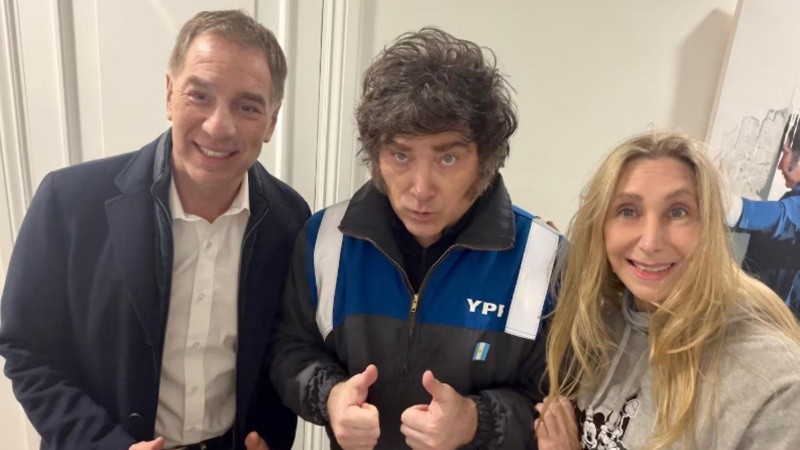 Diego Santilli, Javier Milei y Karina Milei.