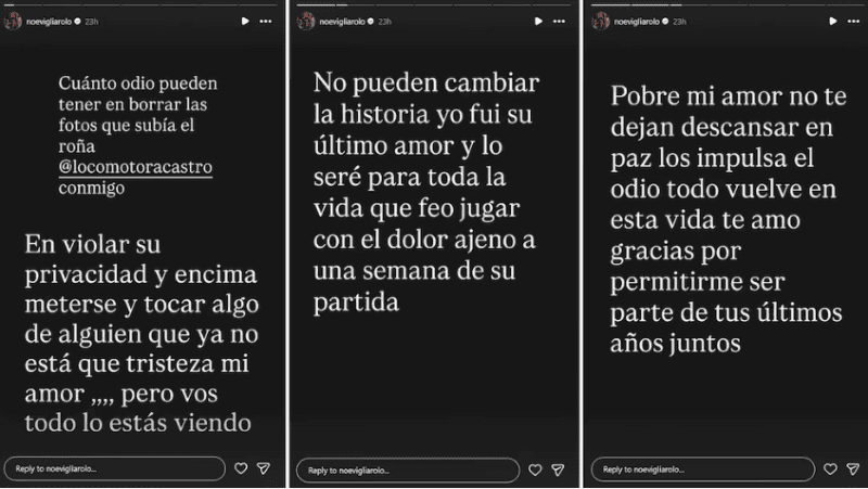 Los mensajes que escribió la última pareja de Castro. (Instagram)&nbsp;