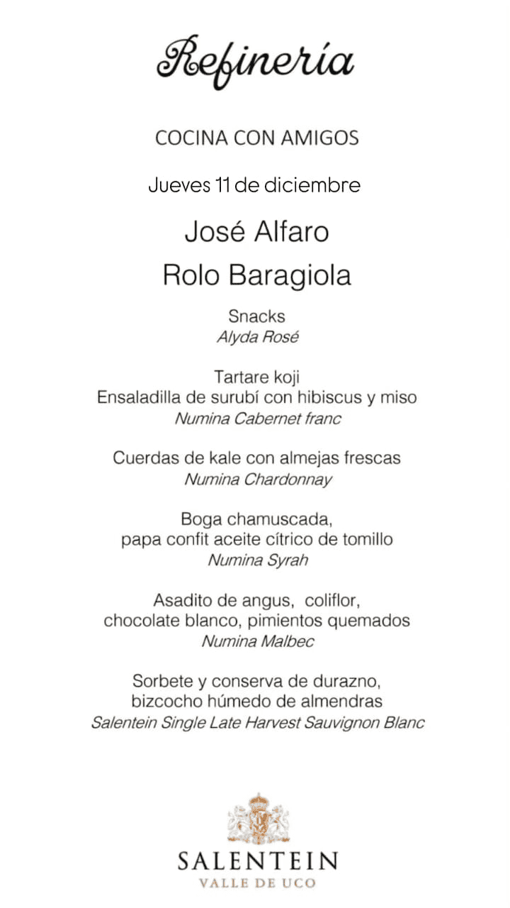  El menú de 7 pasos para este jueves, para despedir el año en el restorán Refinería.