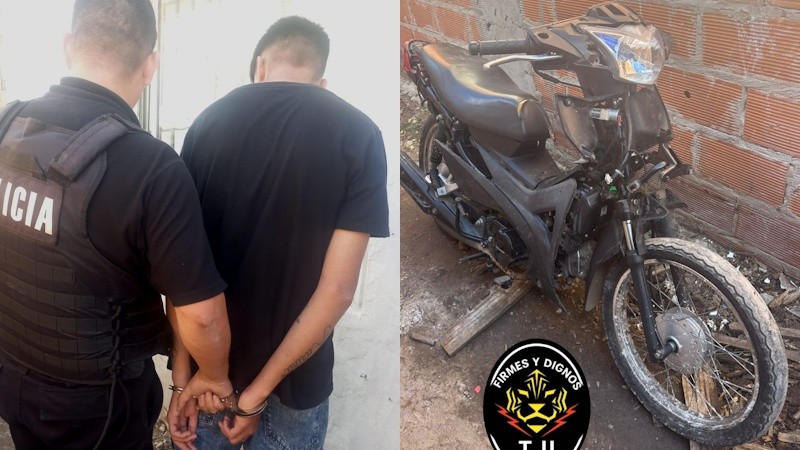 &nbsp;El detenido y la moto que tenía denuncia por robo.
