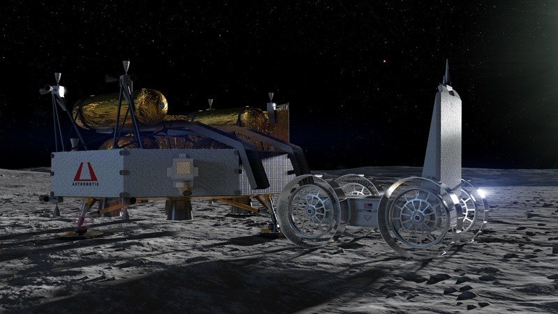 &nbsp;Ilustración conceptual del alunizador Griftin, de Astrobotic, y su vehículo explorador