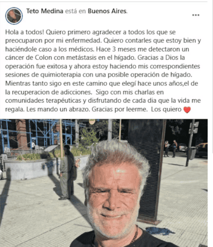 &nbsp;La publicación del conductor en su red social.