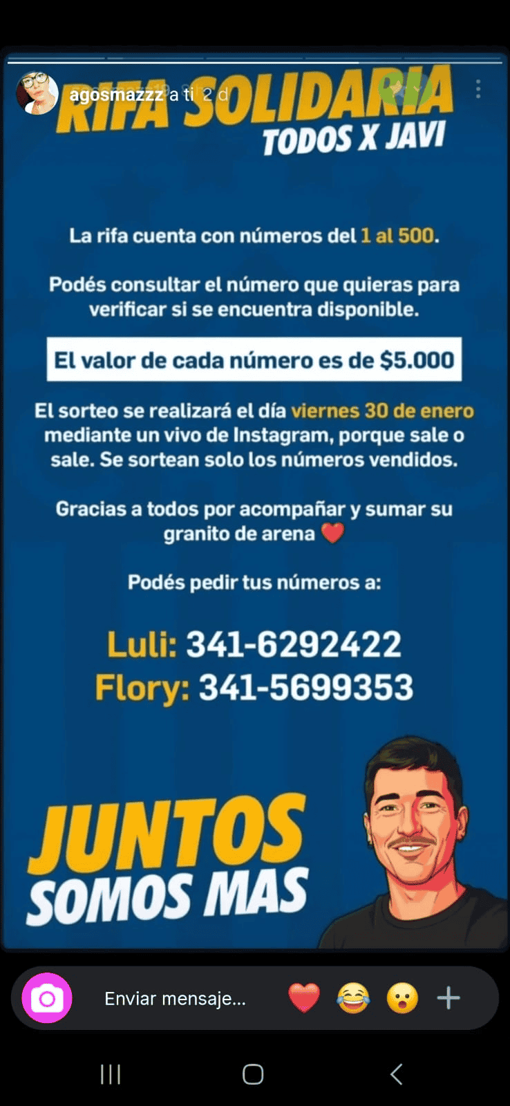 Los datos para los que puedan dar una mano.&nbsp;