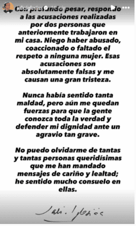 &nbsp;Descargo que el músico realizó en Instagram.