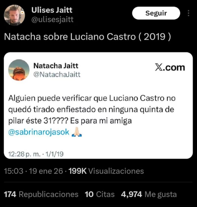 &nbsp;El tuit de Ulises Jaitt.