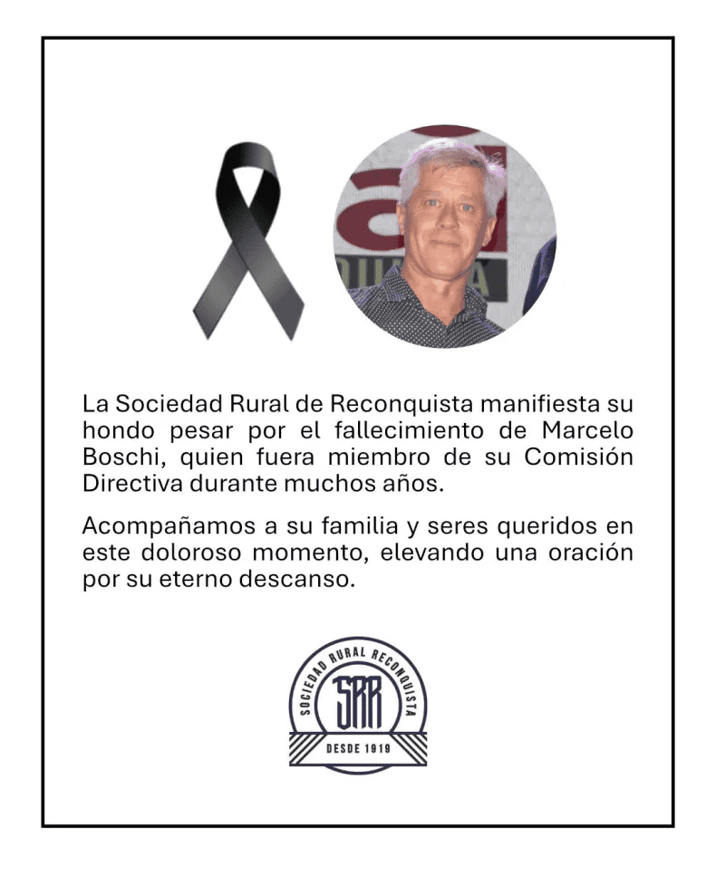 &nbsp;La Sociedad Rural de Reconquista publicó sus condolencias.