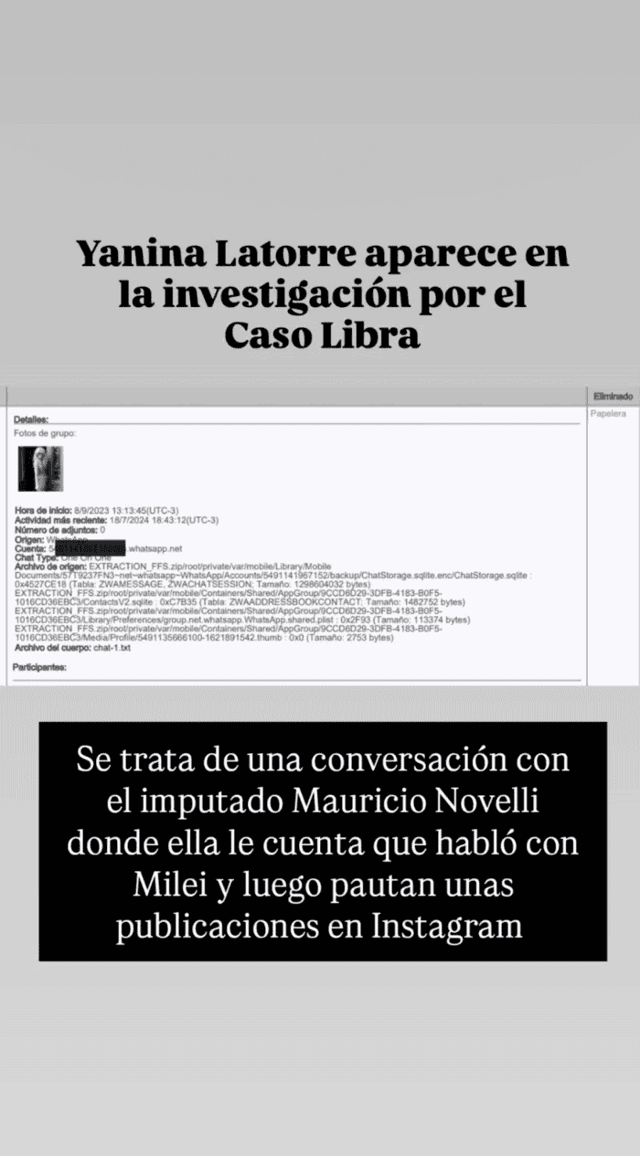 &nbsp;La historia que publicó Fernanda Iglesias en sus redes sociales.