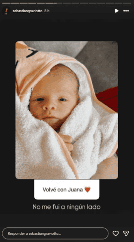 &nbsp;La foto del bebé que subió para confirmar que está presente.