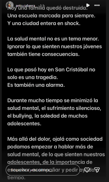 &nbsp;El mensaje que publicó la hermana del chico