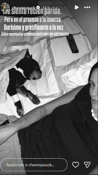 &nbsp;La modelo junto a su mascota.