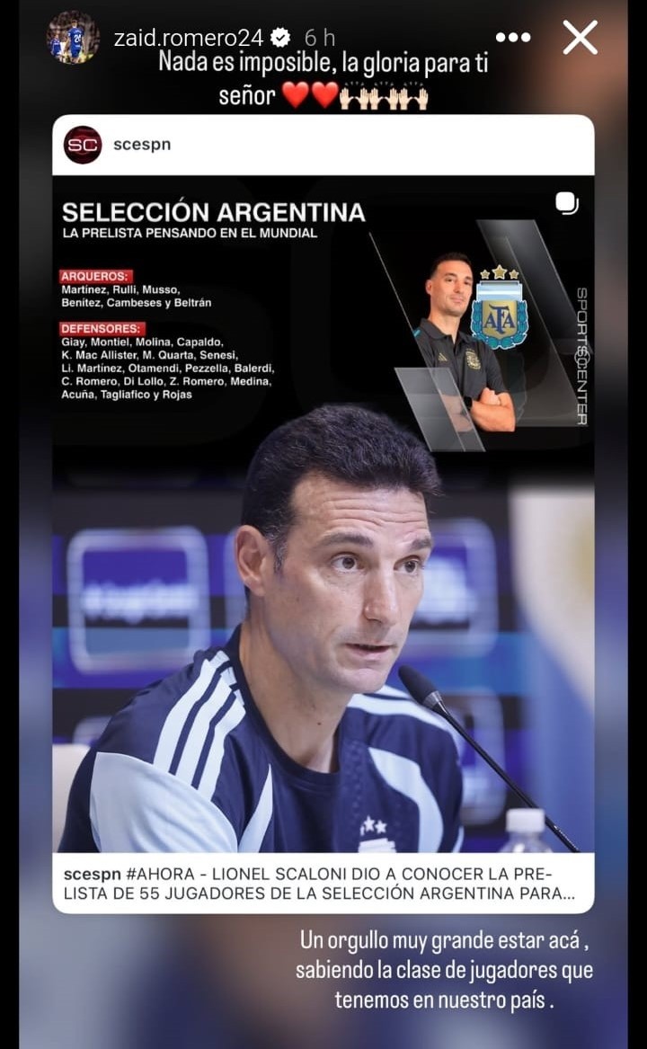 &nbsp;La historia de Romero en Instagram.