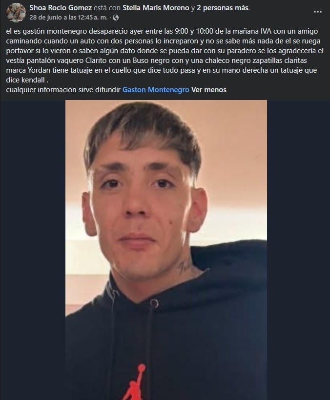 Un posteo del entorno del chico del pasado domingo, cuando el episodio tomaba trascendencia pública.
